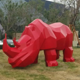 几何与野性一尊切面玻璃钢犀牛雕塑的诞生记