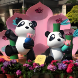 户外玻璃钢卡通大熊猫美陈雕塑的艺术定制之旅