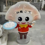 玻璃钢卡通水饺IP雕塑传统美食的潮流新生