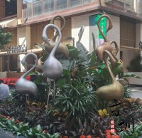 户外小区公共玻璃钢丹顶鹤雕塑