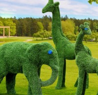 公园景观长颈鹿大象加植绒雕塑